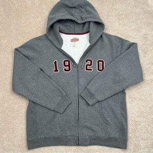 Eddie Bauer Hoodie Extra Large Tall Gray Full Zip 1920 Logo Casual Outdoor Men